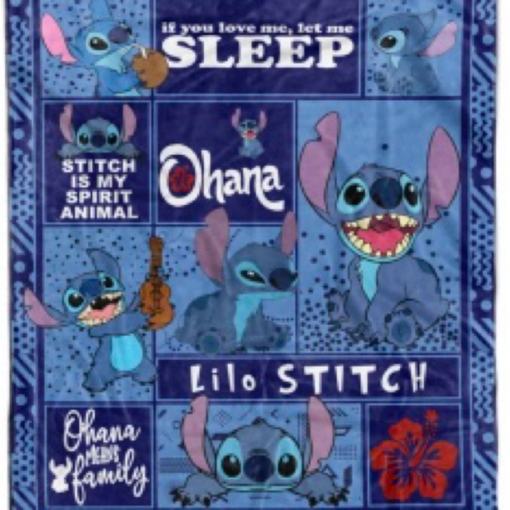 Disney Lilo & Stitch Blue Throw Blanket